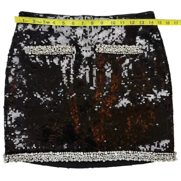 VERONICA BEARD Perry Sequin Skirt with Pearl Trim - Picture 7 of 12